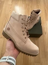 Image of Timberland Lyonsdale Boots Nude Nubuck Slim Lace Up 6” Women's UK3.5