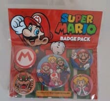 Image of Super Mario button badges, rare, collectible, unused in original packaging