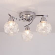 Image of Modern Semi-Flush Ceiling Light, 3x4 Watts, Warm White 3000K, LED Bulbs Included