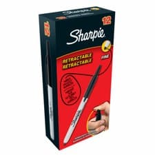 Image of Sharpie Black Retractable Marker Fine (Pack of 12) S0810840 FREE FAST Delivery
