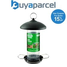 Image of Gardman Large Black Metal Steel Seed Wild Bird Hanging Garden Feeder A01513