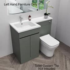 Image of Reed Green Bathroom Combined Furniture 1100mm L Shape Vanity Unit RH LH Basin