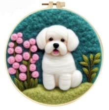 Image of R48 - White Dog - 20cm Needle Felting Kit - D.I.Y Art & Crafts For Adults & Teen