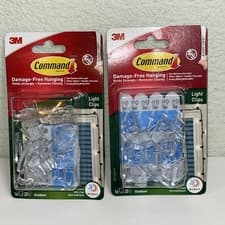 Image of Command Outdoor Decorating Light Clips 2 packs of 16 Mini Hooks & 20 strips NEW