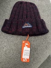 Image of Superdry Merchant Seaman Beanie Dark Burgundy Twist Marl Wooly Winter Hat Unisex