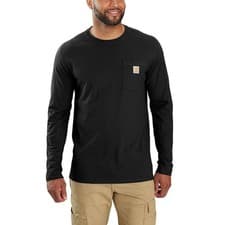 Image of Carhartt Midweight Long Sleeves Pocket Casual T-Shirt Black
