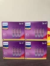 Image of 4 x Pack of 3 Philips E14 LED Clear Candles (4.3w LED, 470lm, 2700k)