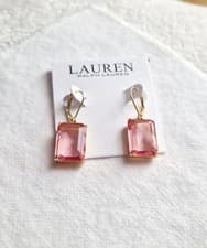 Image of Lauren Ralph Lauren Pink Crystal Drop Earrings New With Tag