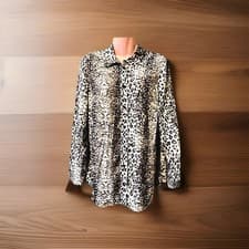 Image of Ladies Mint Velvet Animal Print Shirt Black & Grey Relaxed Fit Size 10 BNWOT