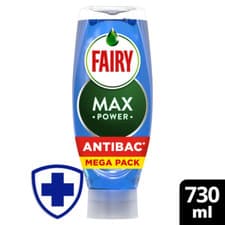Image of Fairy Max Power Washing Up Liquid Eucalyptus Anti-Bacterial 730ml Upside Down