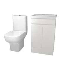 Image of White 500mm Gloss Basin Vanity & Close Coupled Toilet