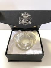 Image of OLEG CASSINI Signed Faceted Crystal Votive Candle Holder Clear Heart Shaped VTG