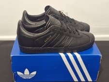 Image of Adidas Gazelle Junior Size 3.5. Triple Black. Brand New In Full Box