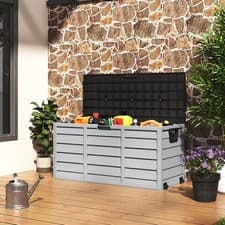 Image of 290L Large Outdoor Storage Box Garden Patio Plastic Chest Lid Container Tool Box