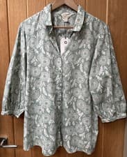 Image of Seasalt Hope Cottage Organic Cotton Blouse ~ Green Dandelion Print ~ UK16 ~ BNWT