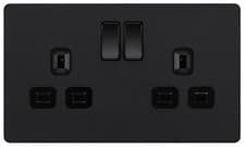 Image of BG Evolve PCDMB22B Double Switched Socket 13A 2 Gang - Matt Black