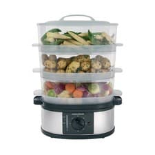 Image of Morphy Richards 3 Tier Food Steamer 9L 60 Minute Timer with Bell Instant Steam