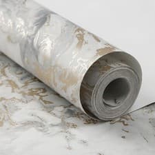 Image of Cream Marble Metallic Wallpaper 3D Ripple Liquid Swirls Effect Gold Grey Shimmer