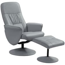 Image of HOMCOM PU Leather Armchair and Footrest Swivel Recliner, Refurbished