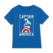 Image of Captain America Stencil Boys T-Shirt 7-13 Years, Royal