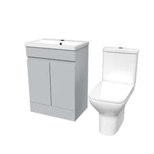 Image of 600mm Matte Grey Basin Vanity & Rimless Close Coupled toilet