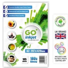 Image of 105 Sheets A3 Photo Paper for Inkjet Printer by Go Inkjet 180, 200, 240, 260 gsm