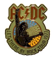 Image of AC/DC Metal Pin Badge: Let There Be Rock TOUR '77 (V LARGE): logo Official £pbc