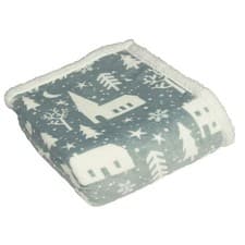 Image of Furn Mist Blue 130x150cm Winter Walk Sherpa Fleece Throw Super Soft Printed Warm