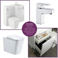 Image of Toilet and Bathroom Vanity Combination Unit| BTW WC Pan Basin Mono Tap RH | 90cm