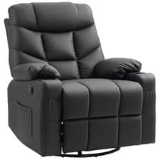 Image of HOMCOM Manual Recliner Chair with Footrest, Cup Holder, Swivel Base, Black