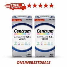 Image of 2 X 100 Pack Centrum Advance 50+ Multivitamin & Mineral Tablets |  200 tablets