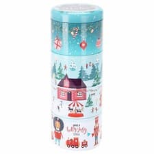 Image of Set of 4 Christmas Metal Storage Tins Box Cookie Biscuit Sweet Container Xmas