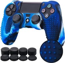 Image of Camouflage Blue Silicone PS4 Controller Skin – Studded Anti-slip with 8 Grips