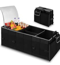 Image of Car Boot Organiser Storage: With Cooler Bag - Durable Waterproof Large Capacity