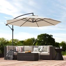 Image of 3(m) Garden Banana Parasol Cantilever Umbrella w/ Crank & Base, 8 Ribs