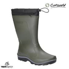 Image of Cotswold Minchinhampton Green Fur Lined Cold Work Thermal Wellington Boots