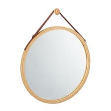 Image of Round hanging mirror Natural Hanging Bamboo Mirror Adjustable Wall Mirror