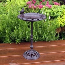 Image of Vintage Design Cast Iron Round Free Standing Garden Bird Bath Wild Birds Feeder
