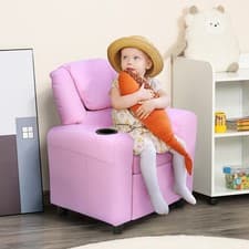Image of Kids Recliner Armchair Games Chair Sofa Childrens Seat  In PU Leather Pink Blue