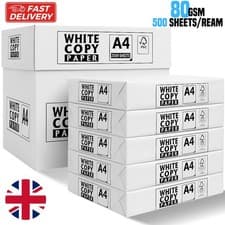 Image of OFFICE A4 PAPER WHITE 80 GSM PRINTER COPIER 500 SHEETS / REAM BULK VALUE DEAL