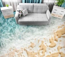 Image of 3D Summer Sea Beach R2502 Floor WallPaper Murals Wallpaper Mural Print Luna 24