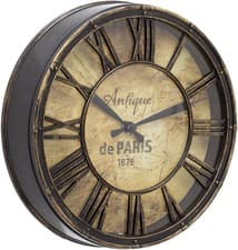Image of 20cm Antique Parisian Wall Clock – Vintage Distressed, Silent Quartz, Analog
