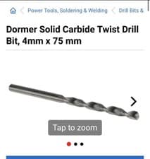 Image of Dormer HSS; Solid Carbide Tipped Twist Drill Bit, 4mm x 75 mm