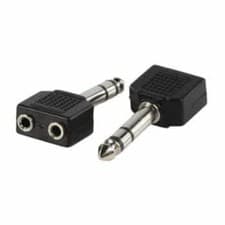 Image of Twin 3.5mm Stereo Jack Sockets to 6.35mm Stereo Jack Plug Adapter Splitter
