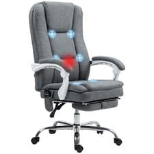 Image of HOMCOM Massage Office Chair, Heated Reclining Desk Chair with Footrest, Grey