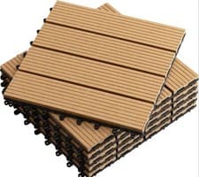 Image of 1 x WPC Decking Tiles Garden Patio Balcony Interlocking Composite Decking Floor