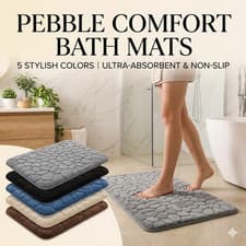 Image of Non Slip Pebble Bath Mat Ultra Absorbent Soft Bathroom Shower Floor Mat QuickDry
