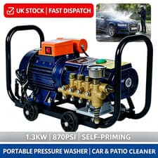 Image of 3KW Portable Pressure Washer Self-Priming Jet Wash Car Patio UK Plug 870PSI
