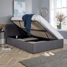 Image of Side Lift Storage Bed Ottoman Small Double Hopsack Fabric Bed Frame 4ft