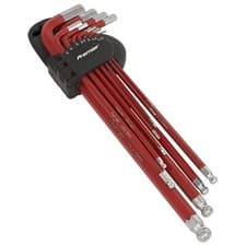 Image of Sealey 11pc Anti-Slip Extra-Long Ball-End Hex Key Set